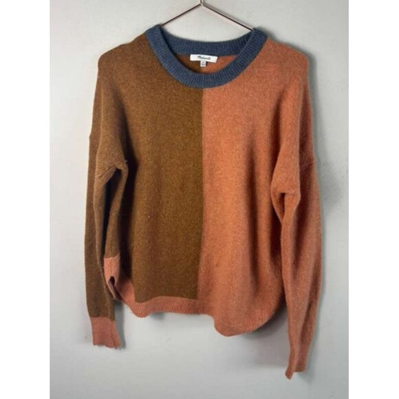 Madewell Westlake Women’s Colorblock Sweater Brown Pink Crewneck Cozy Size XS/S - Picture 4 of 10